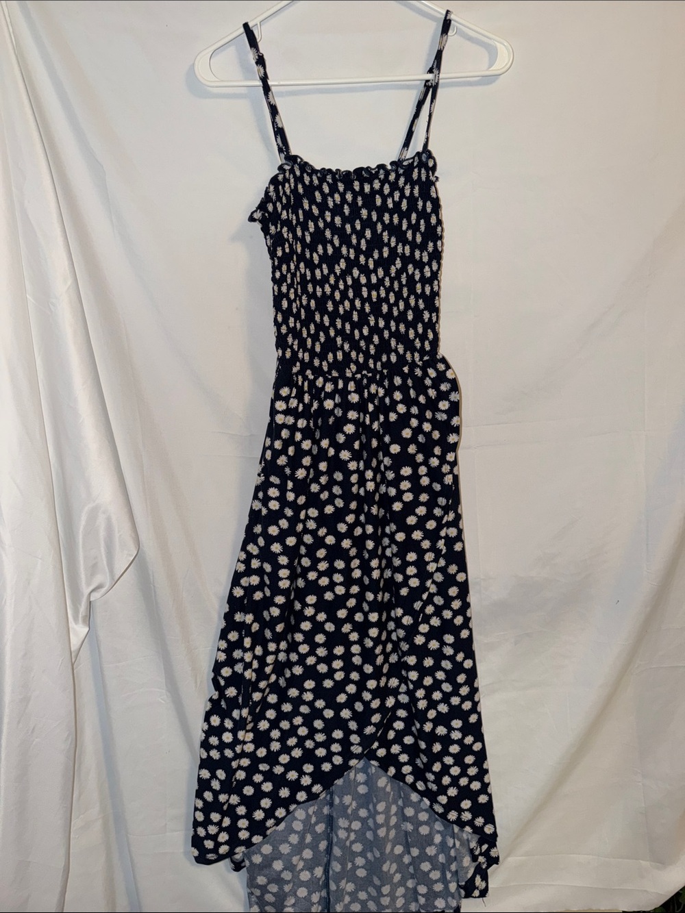 Vine And Valley Black Floral High-Low Sundress with Smocked Bodice